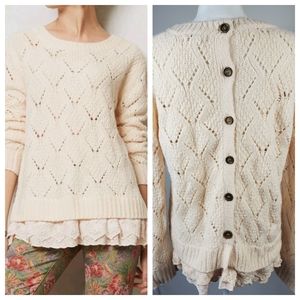 Anthro Lili's Closet cream knit sweater size M